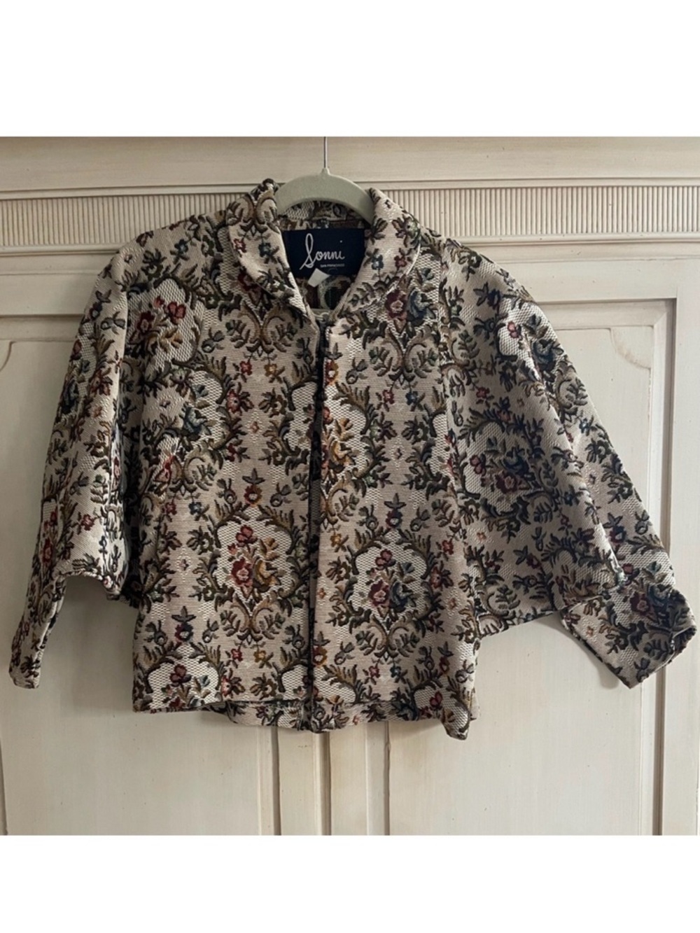 VTG 80s Tapestry Jacket by Sonni San Francisco Floral Victorian Boxy Cropped